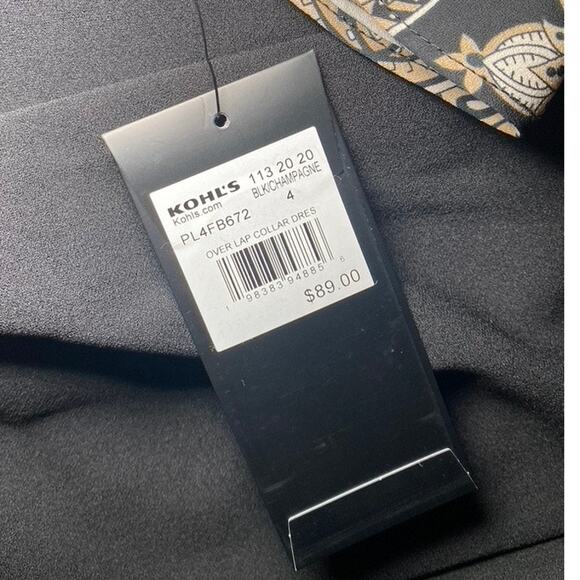 Andrew Marc - Black and Champagne Paisley Dress - Flare Sleeve - Size 4 - Picture 7 of 16